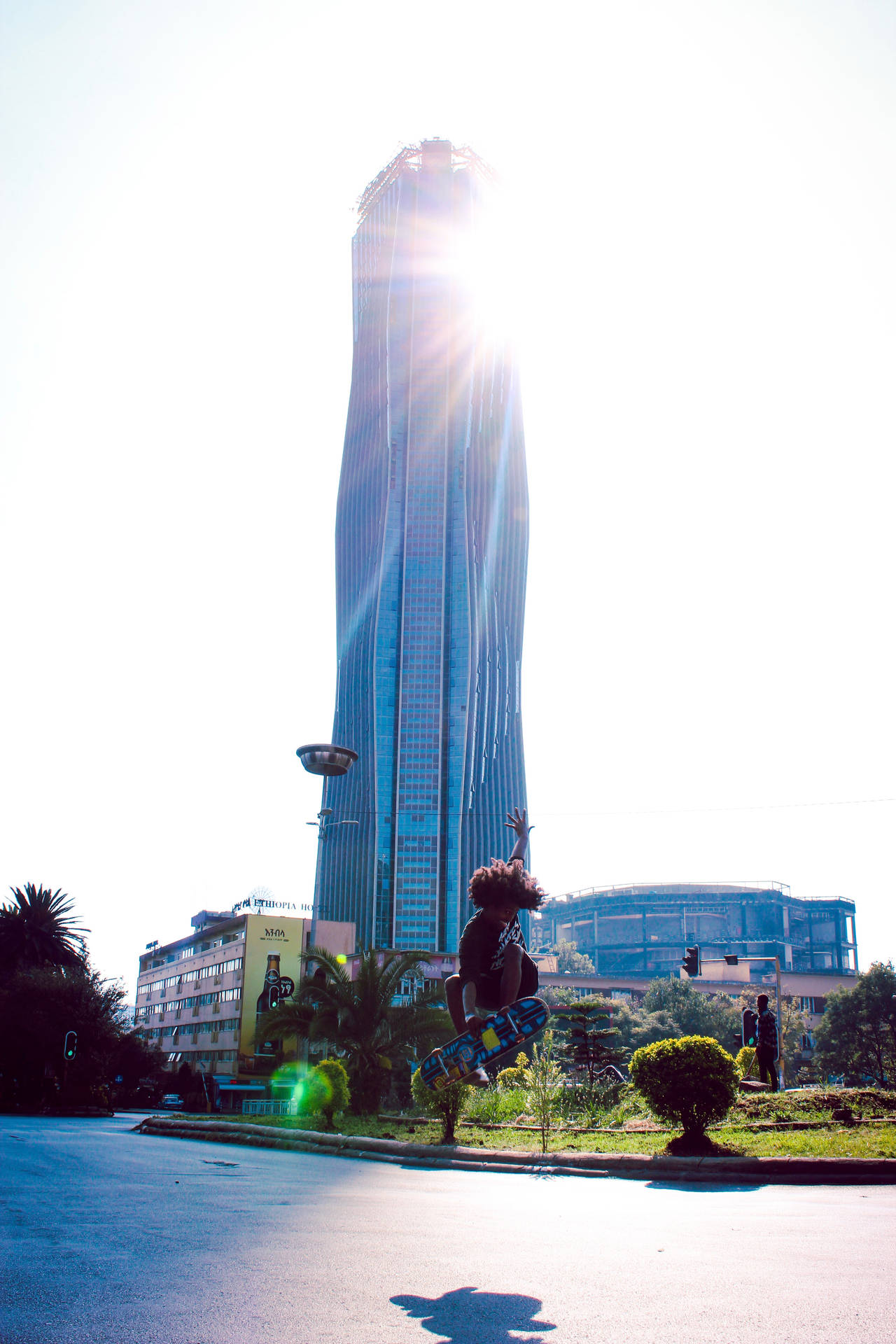 Ethiopia Bank Skyscraper Street View Background