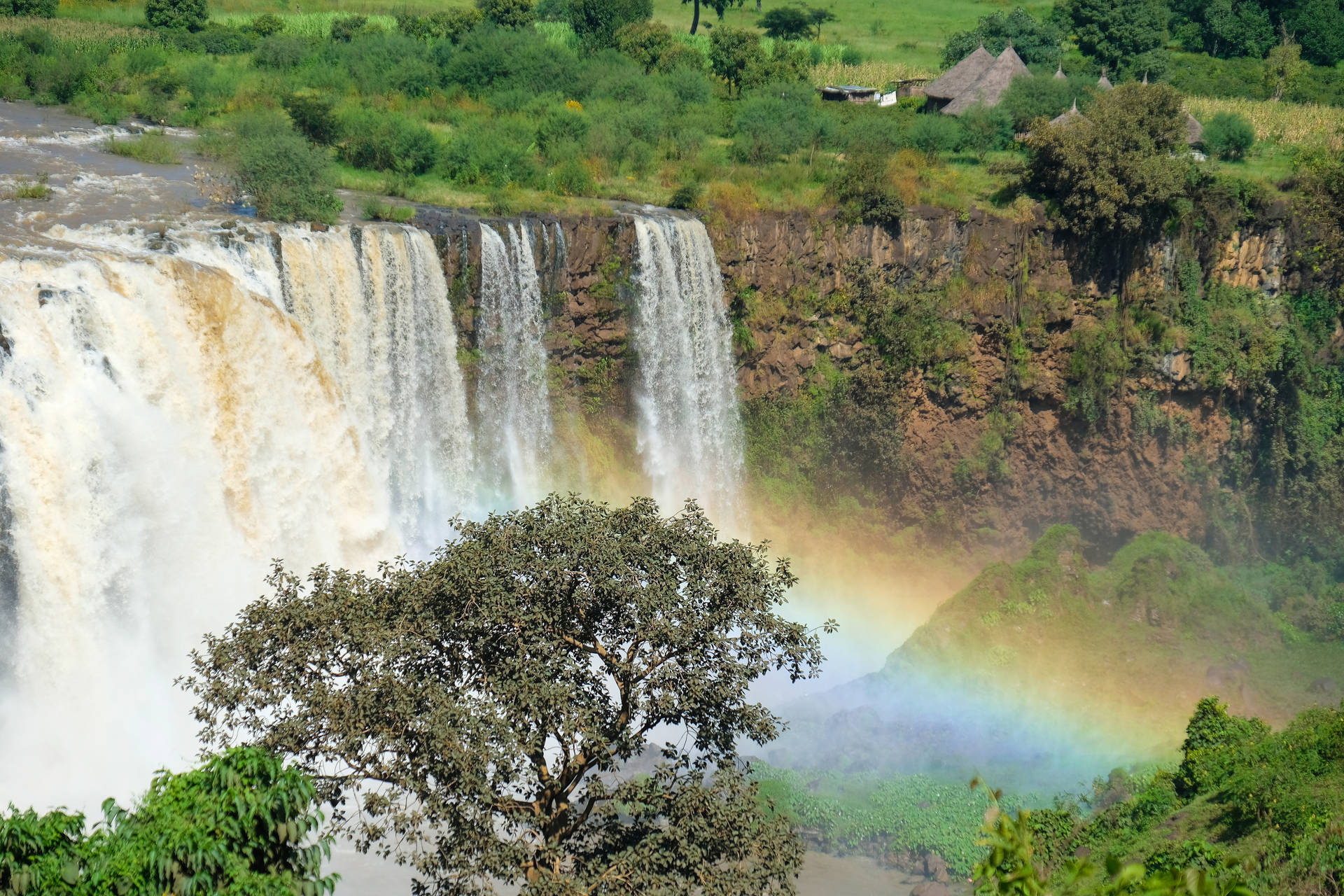 Ethiopia Blue Nile Falls Rainbow Background