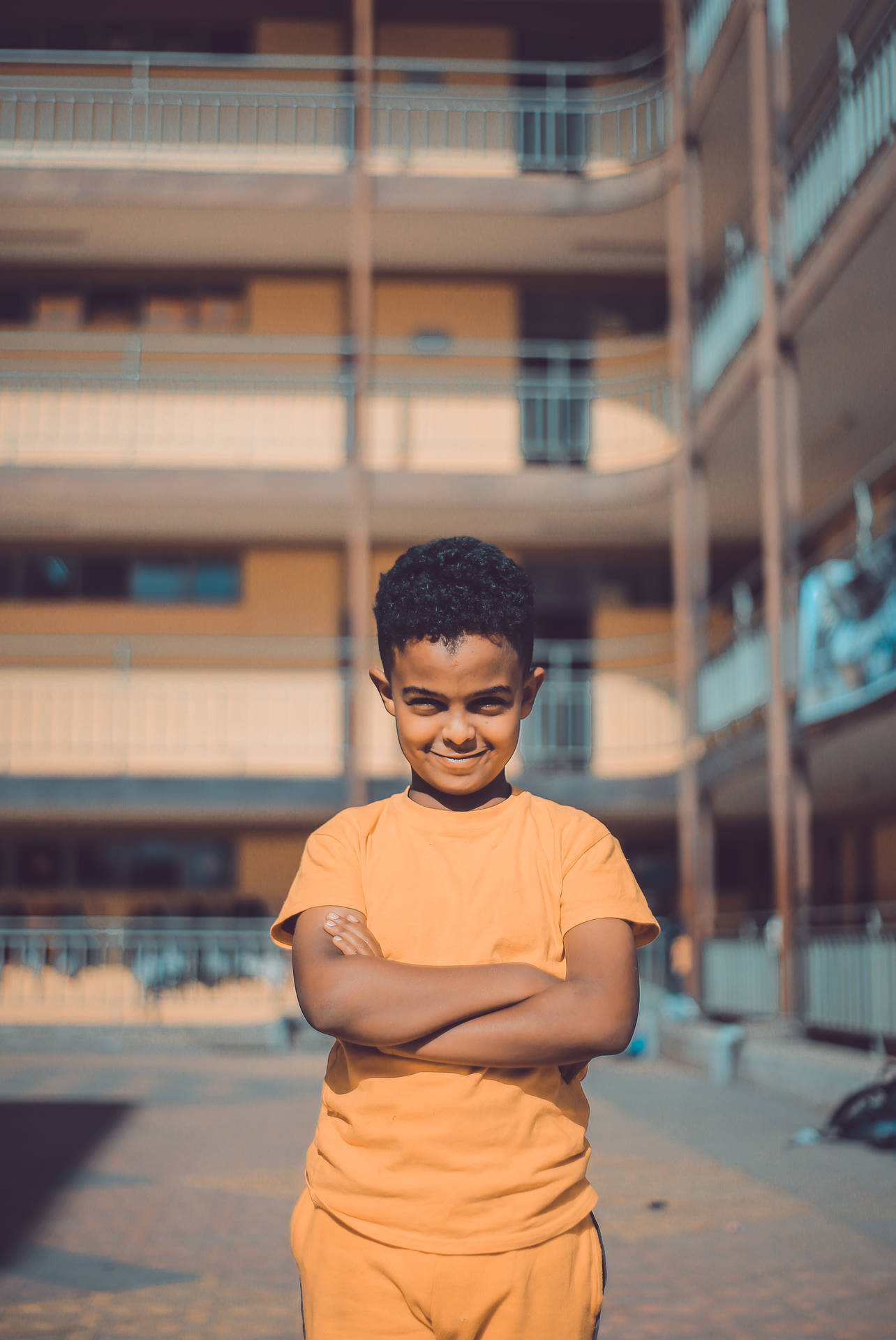 Ethiopia Boy Orange Building Background