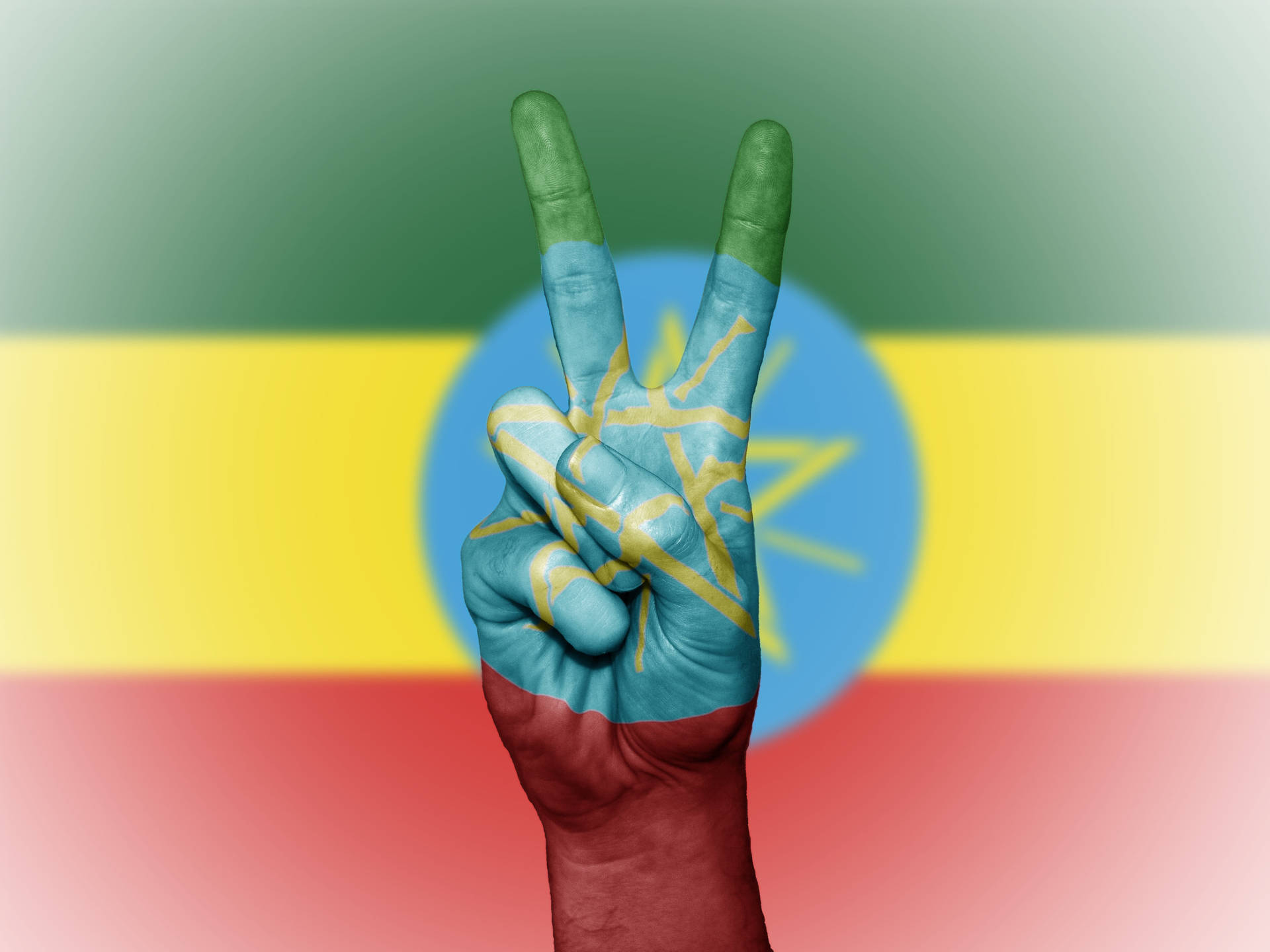 Ethiopia Flag Peace Hand Background