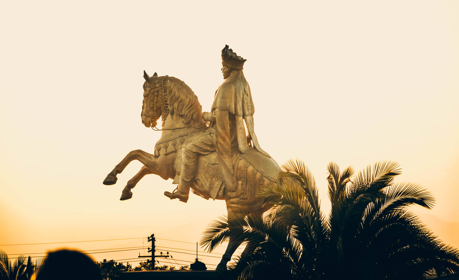 Ethiopia Menelik Ii Statue Sunset Background