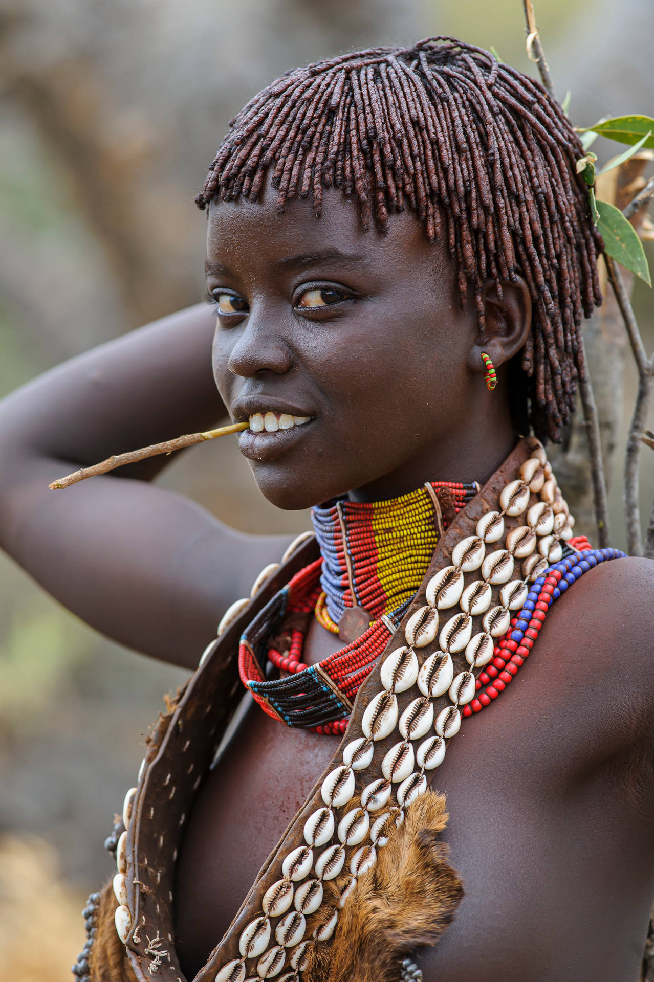 Ethiopia Tribe Girl Portrait Background