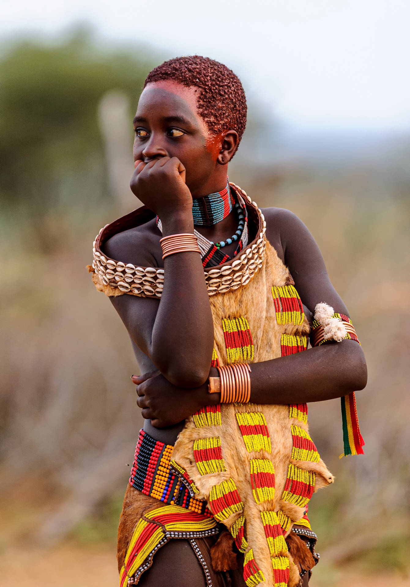 Ethiopia Tribe Woman Portrait Background