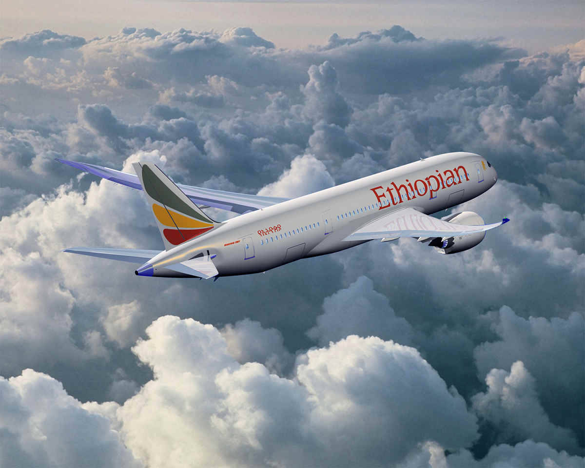 Ethiopian Airlines Airplane Above The Clouds