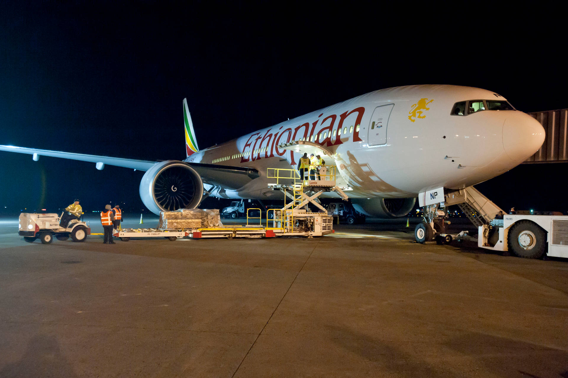 Ethiopian Airlines Loading For Night Flight