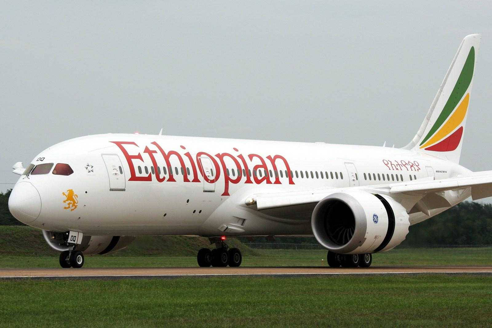 Ethiopian Airlines Plane On Grassy Runway