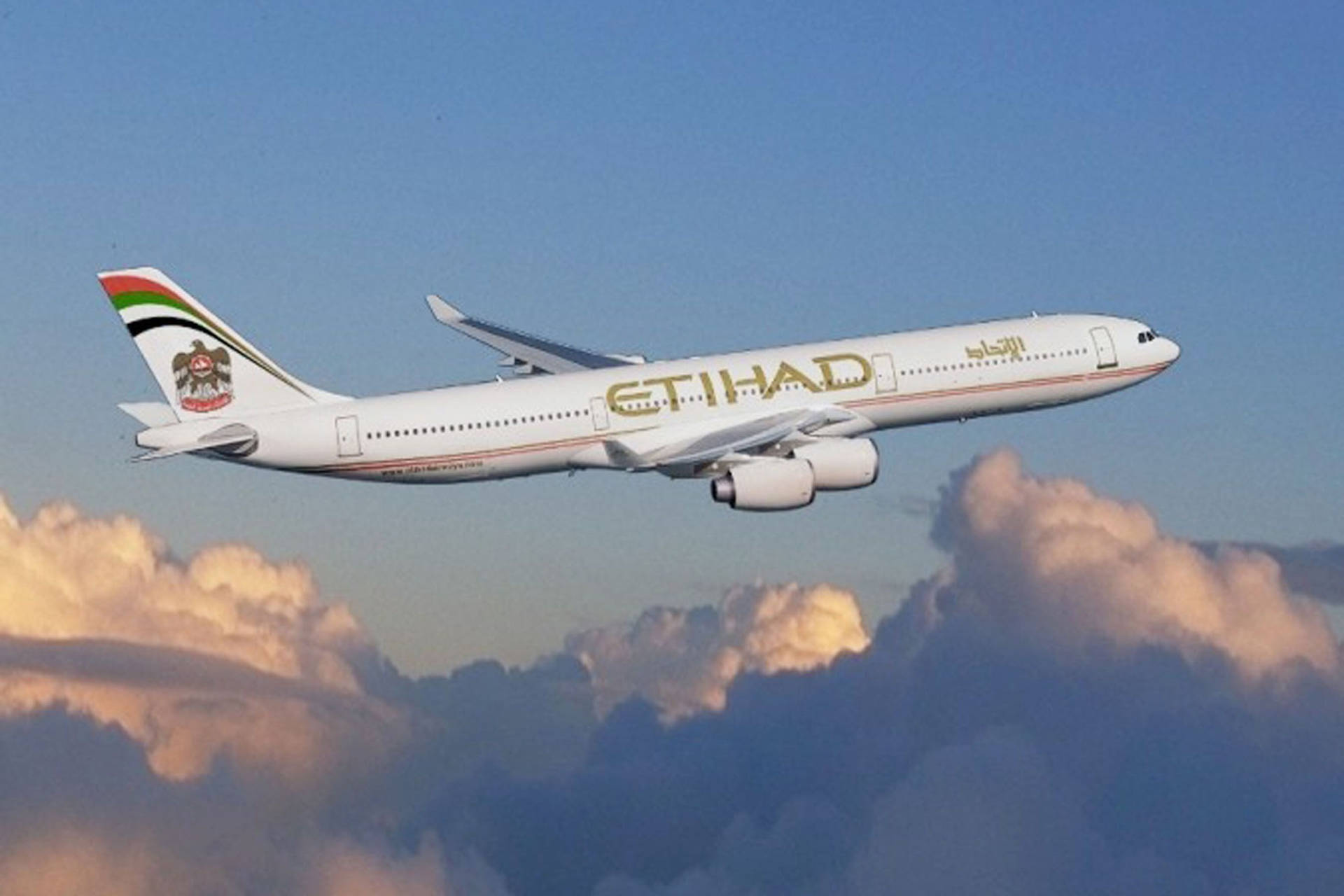 Etihad Airways Flying Plane Background