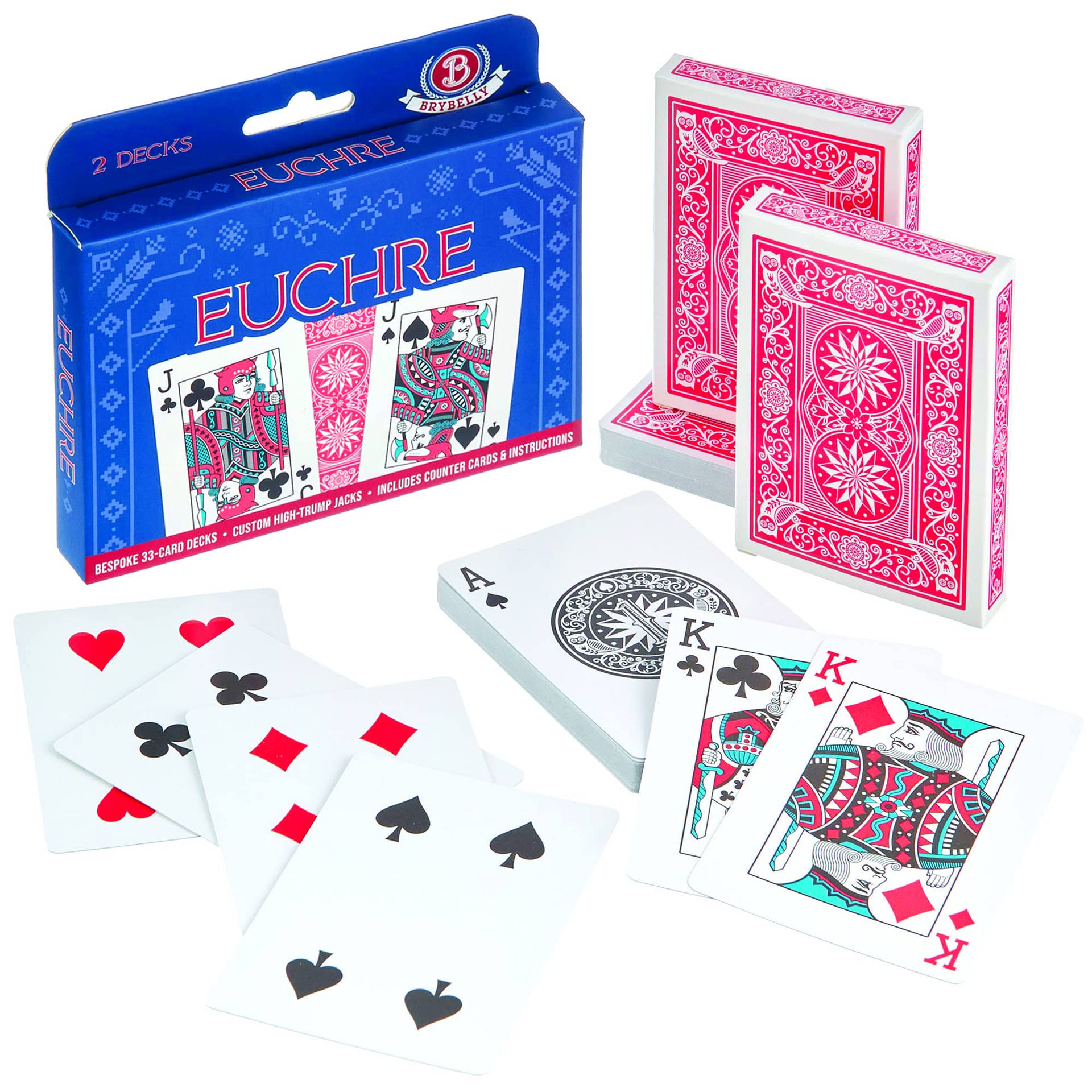 Euchre Card Decks With Blue Box Background