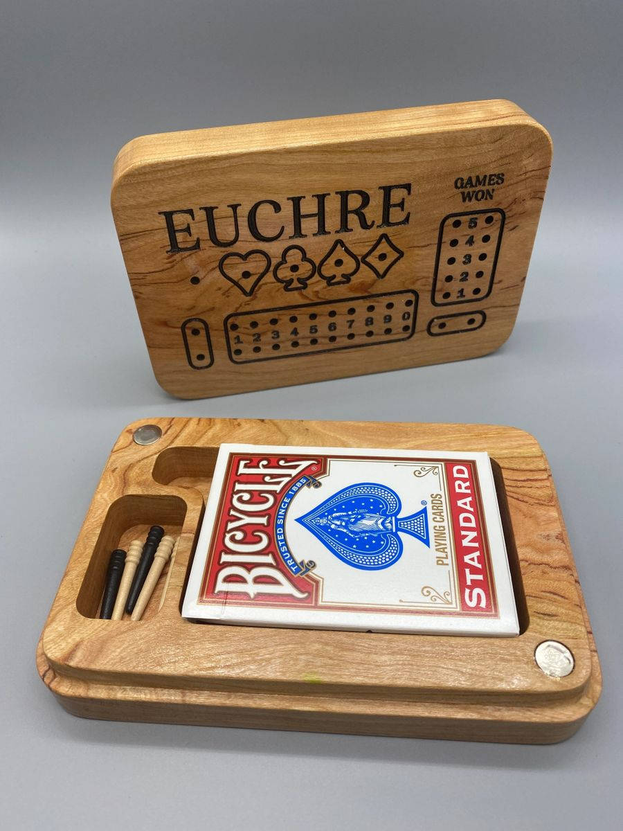 Euchre Game Set Wooden Box