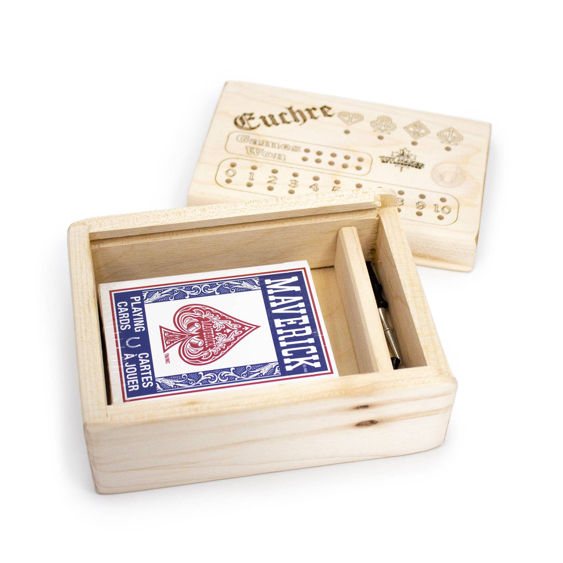 Euchre Playing Cards Wooden Case