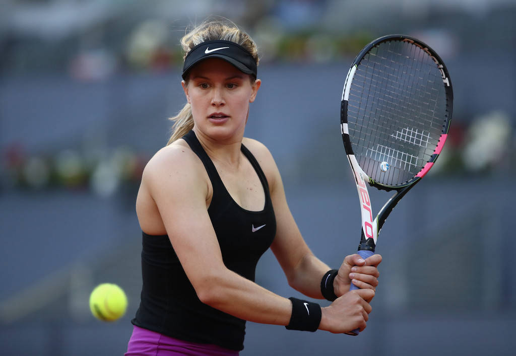 Eugenie Bouchard About To Swing Background