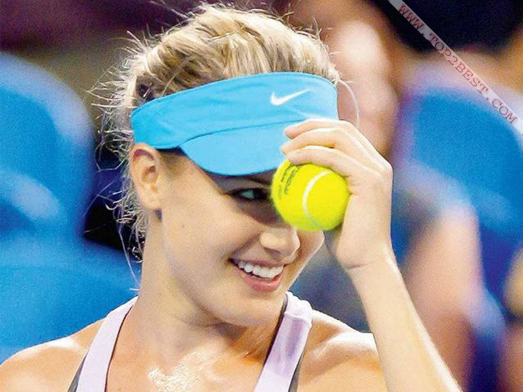 Eugenie Bouchard Adjusting Her Visor On The Field