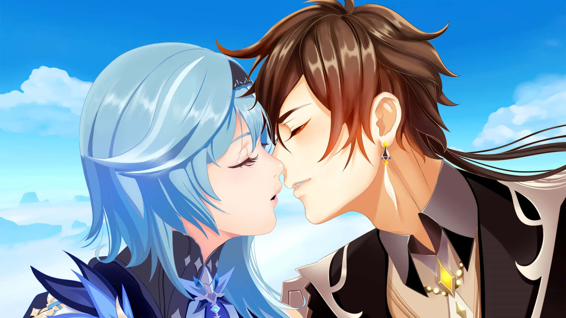 Eula And Zhongli Kissing Background