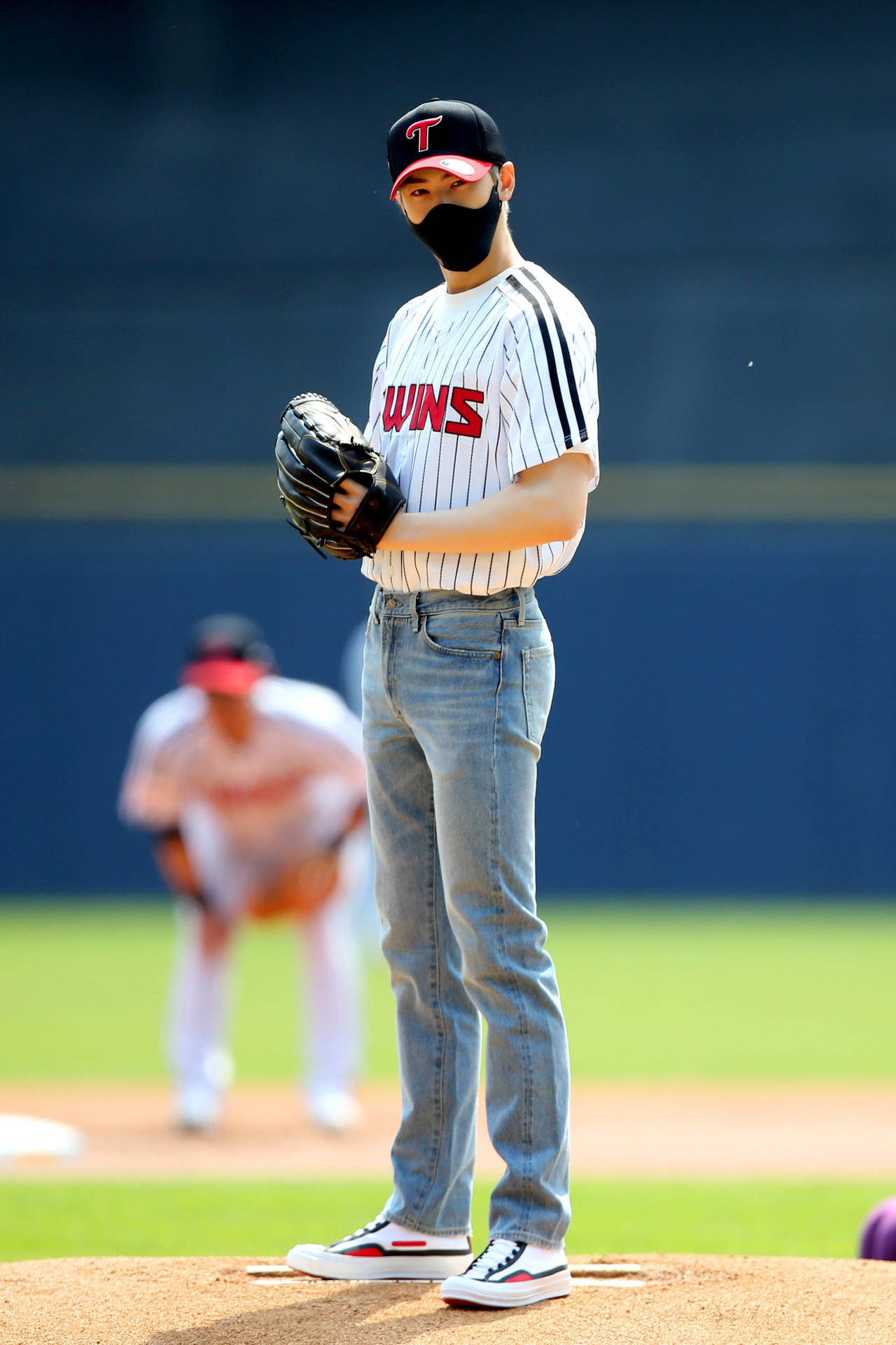 Eunwoo In Baseball Uniform Background