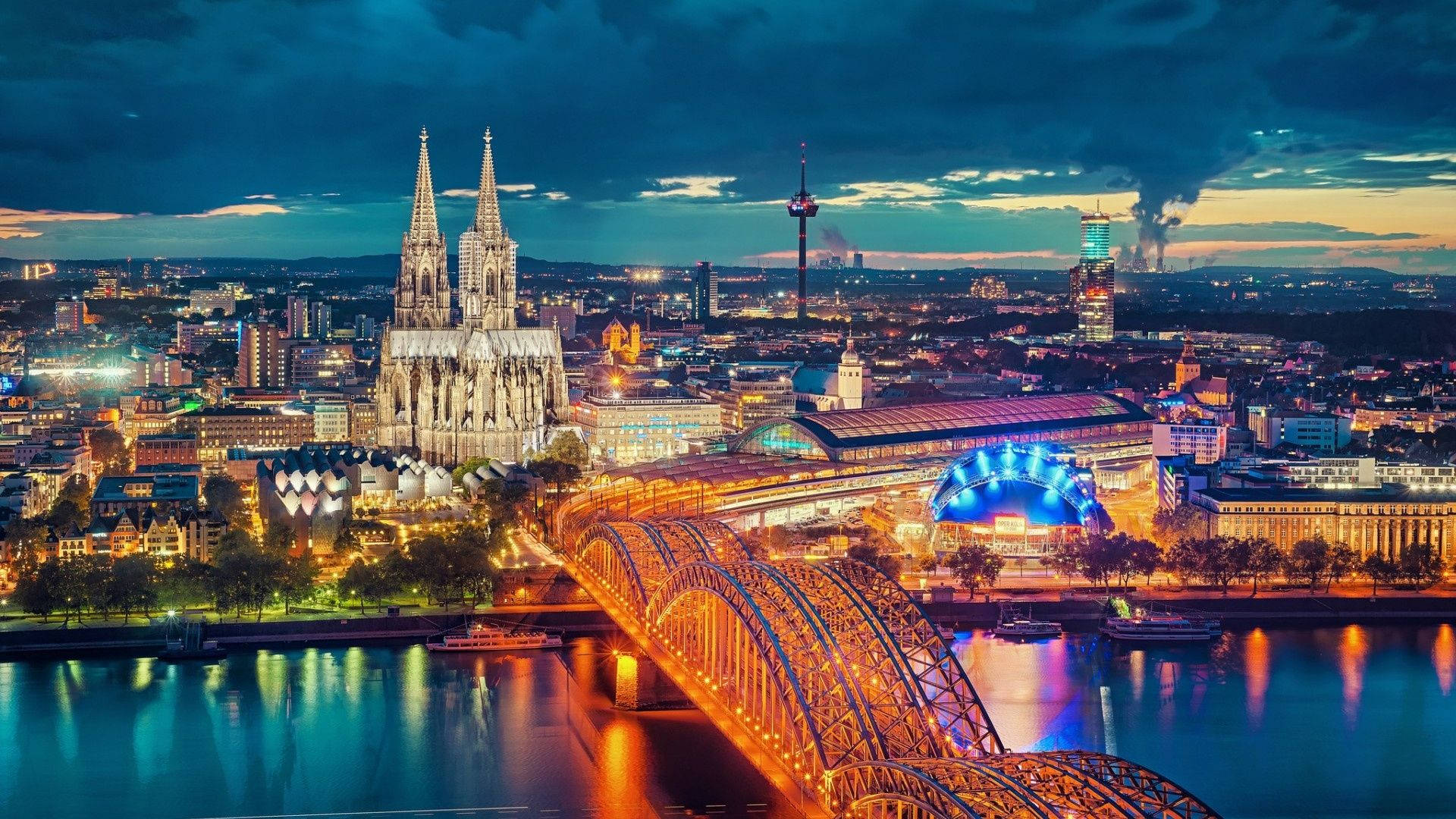 Europe Germany City Lights Background