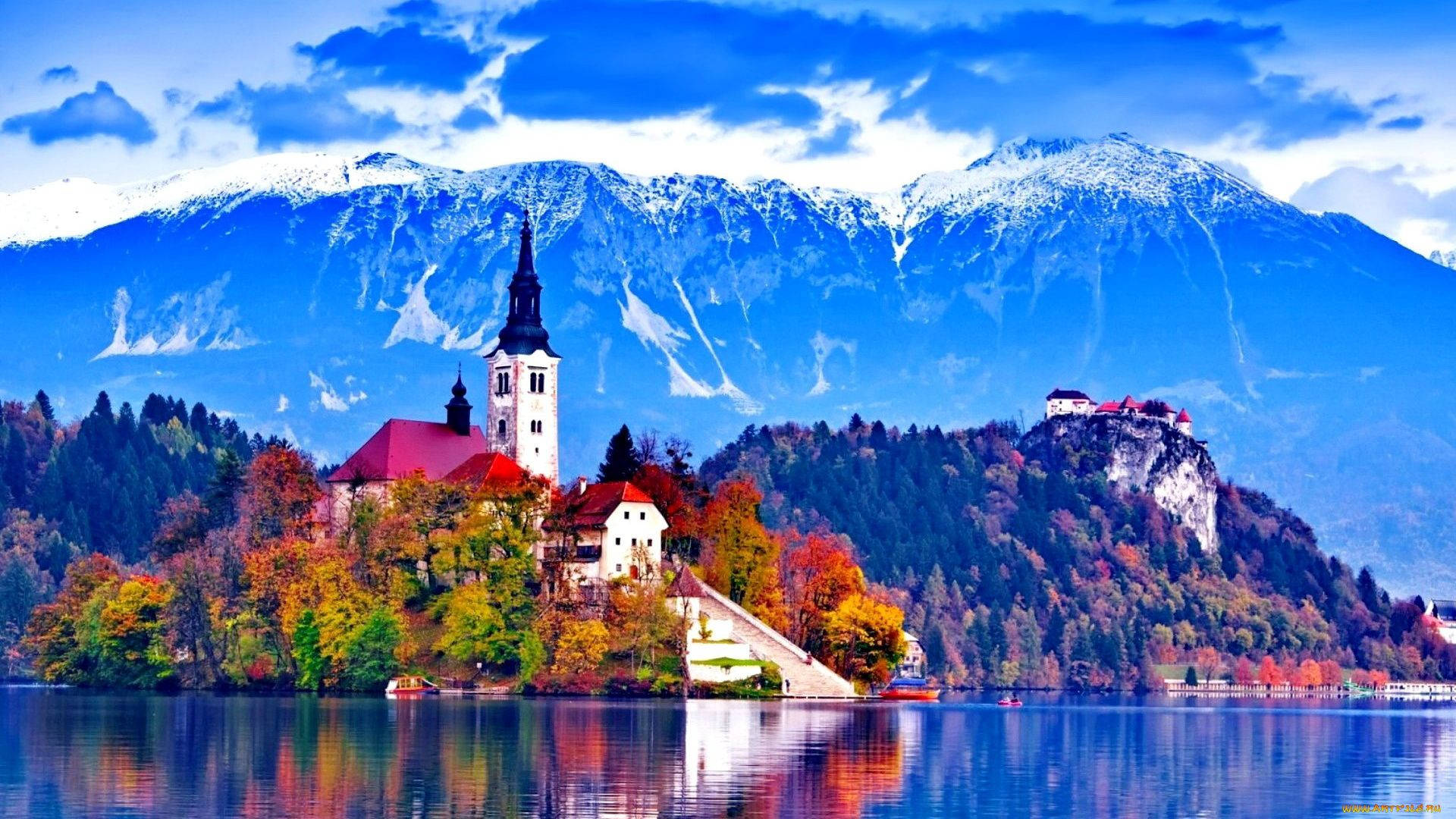Europe Lake Bled In Slovenia Background