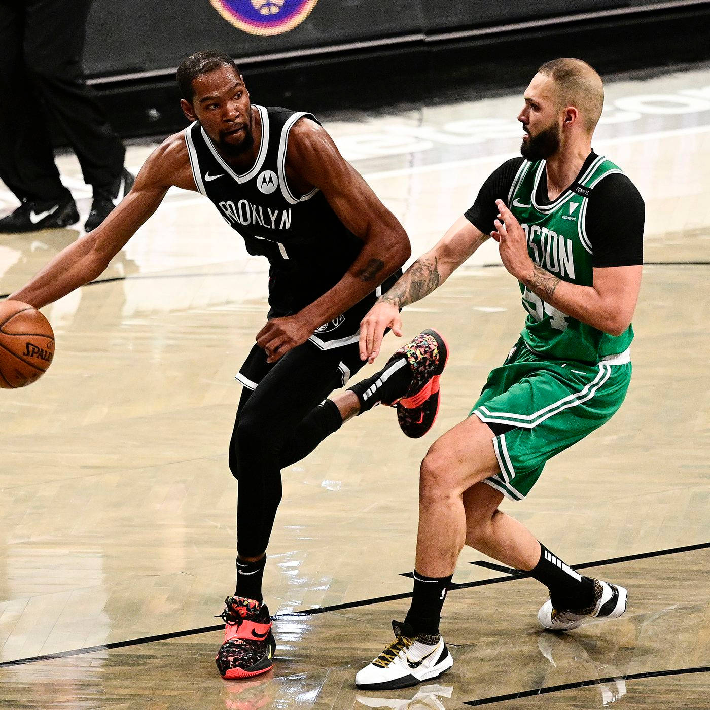 Evan Fournier And Kevin Durant Celtics Vs. Nets Background