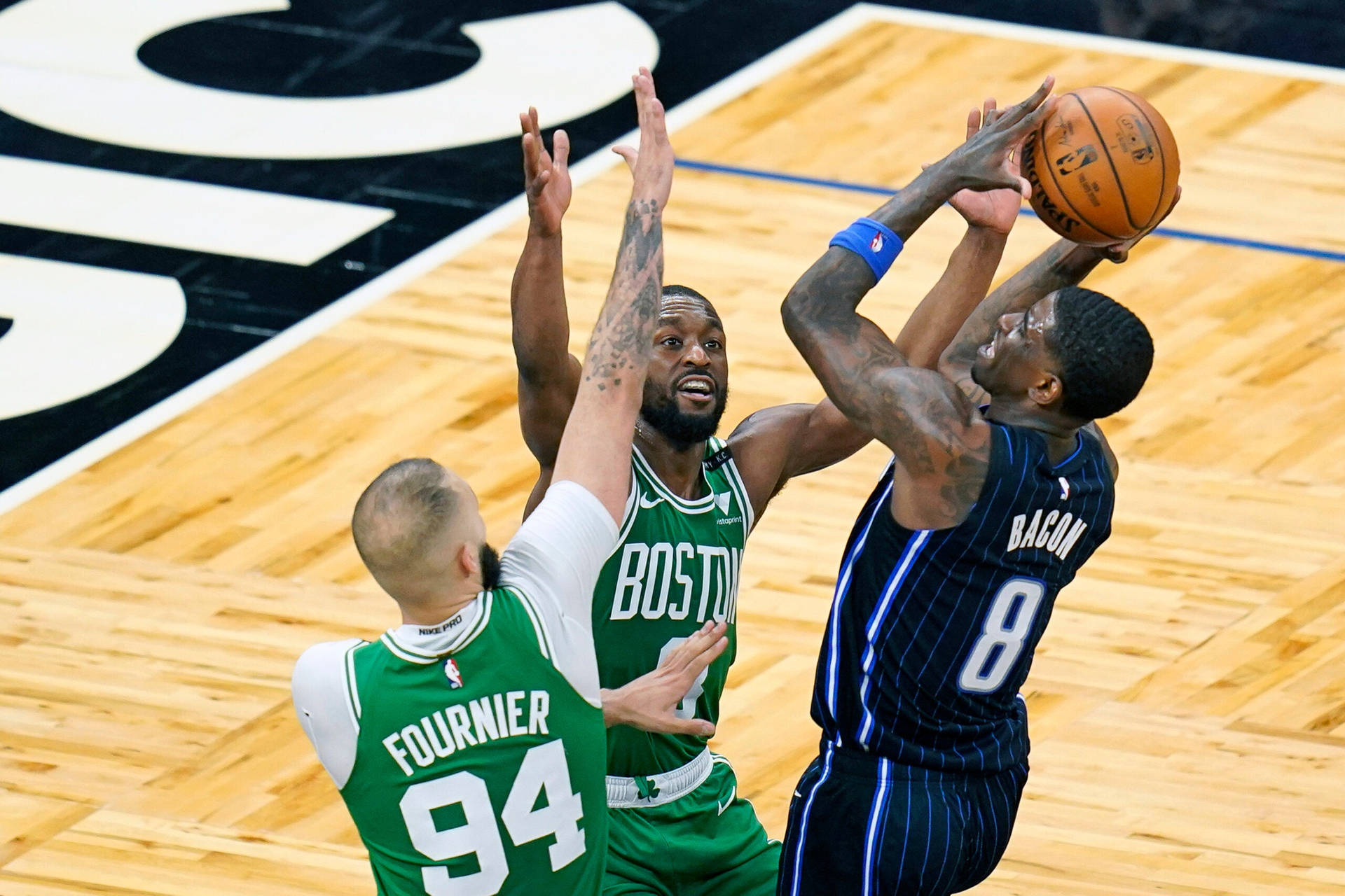 Evan Fournier Block Basket Defense Orlando Magic Background