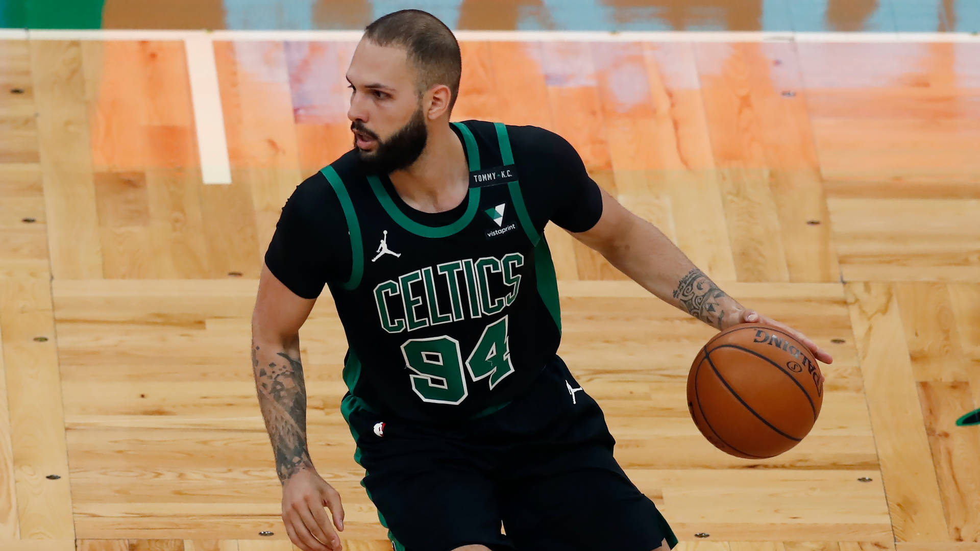 Evan Fournier Dribble Ball Celtics Vs. Charlotte Hornets Background