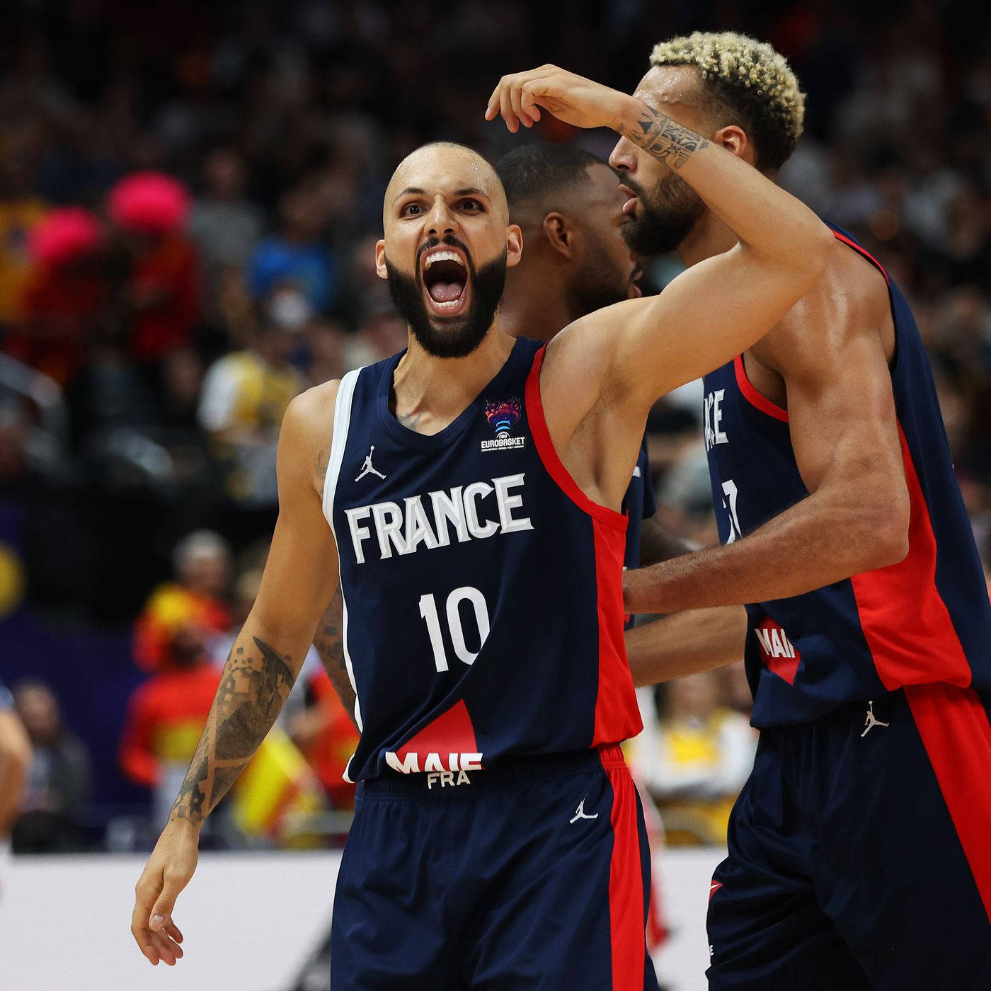 Evan Fournier Happy Scream France Vs. Spain Fiba 2022