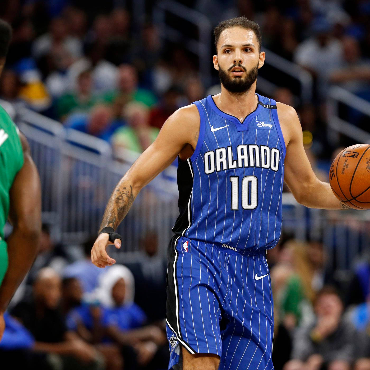 Evan Fournier Nba Game Celtics Vs. Orlando Magic Background