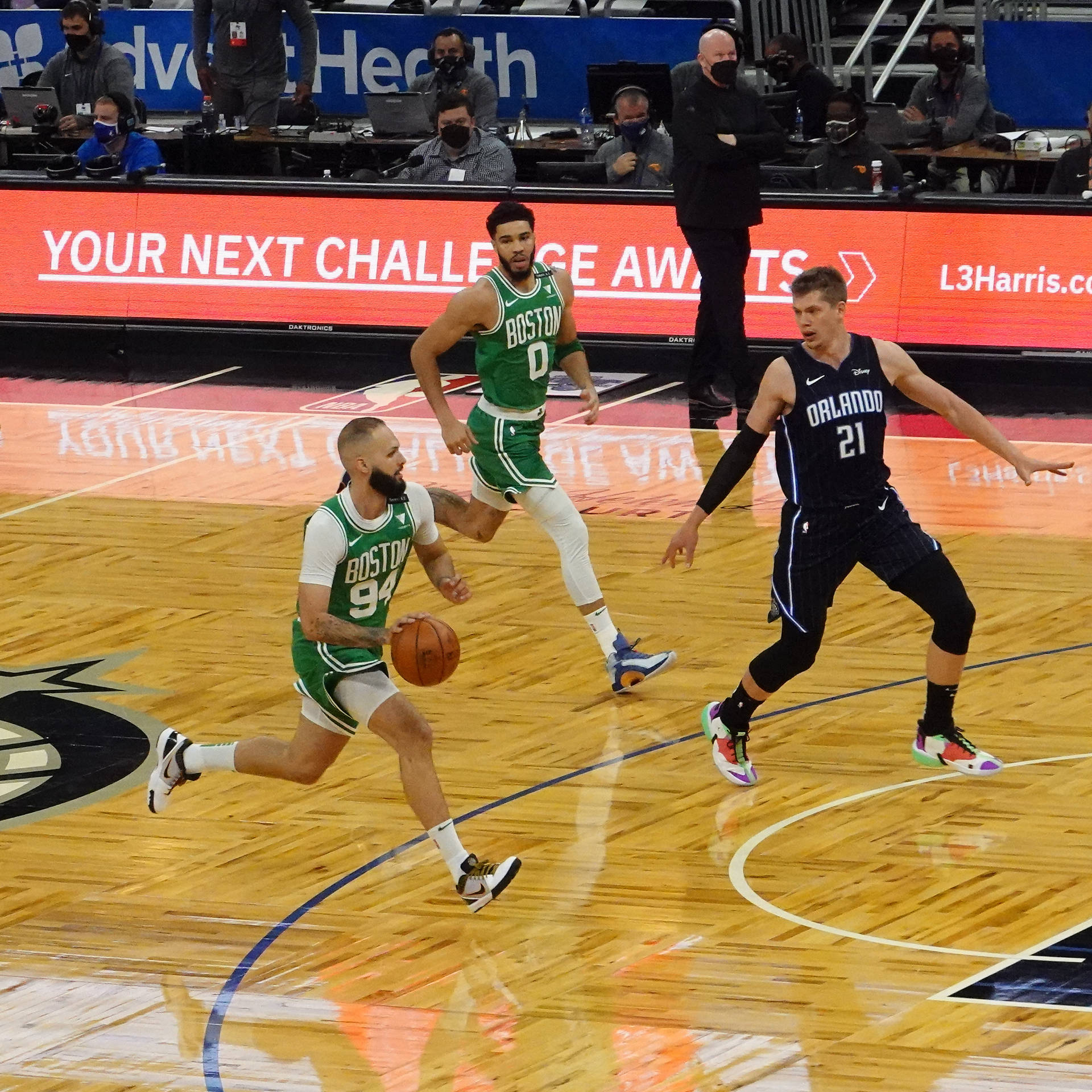 Evan Fournier Running Boston Celtics Vs. Orlando Magic Background