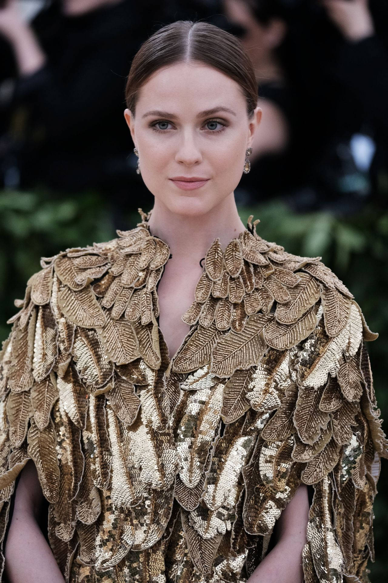 Evan Rachel Wood Gold Feathers Costume Fashion Background