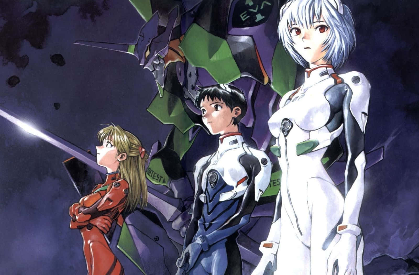 Evangelion 30 10 Characters In Combat Suits Background