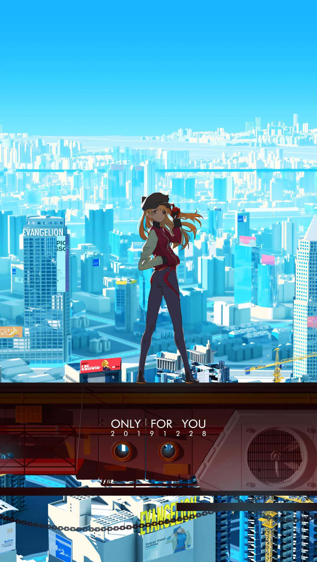 Evangelion 30 10 Girl Standing On Beam Background