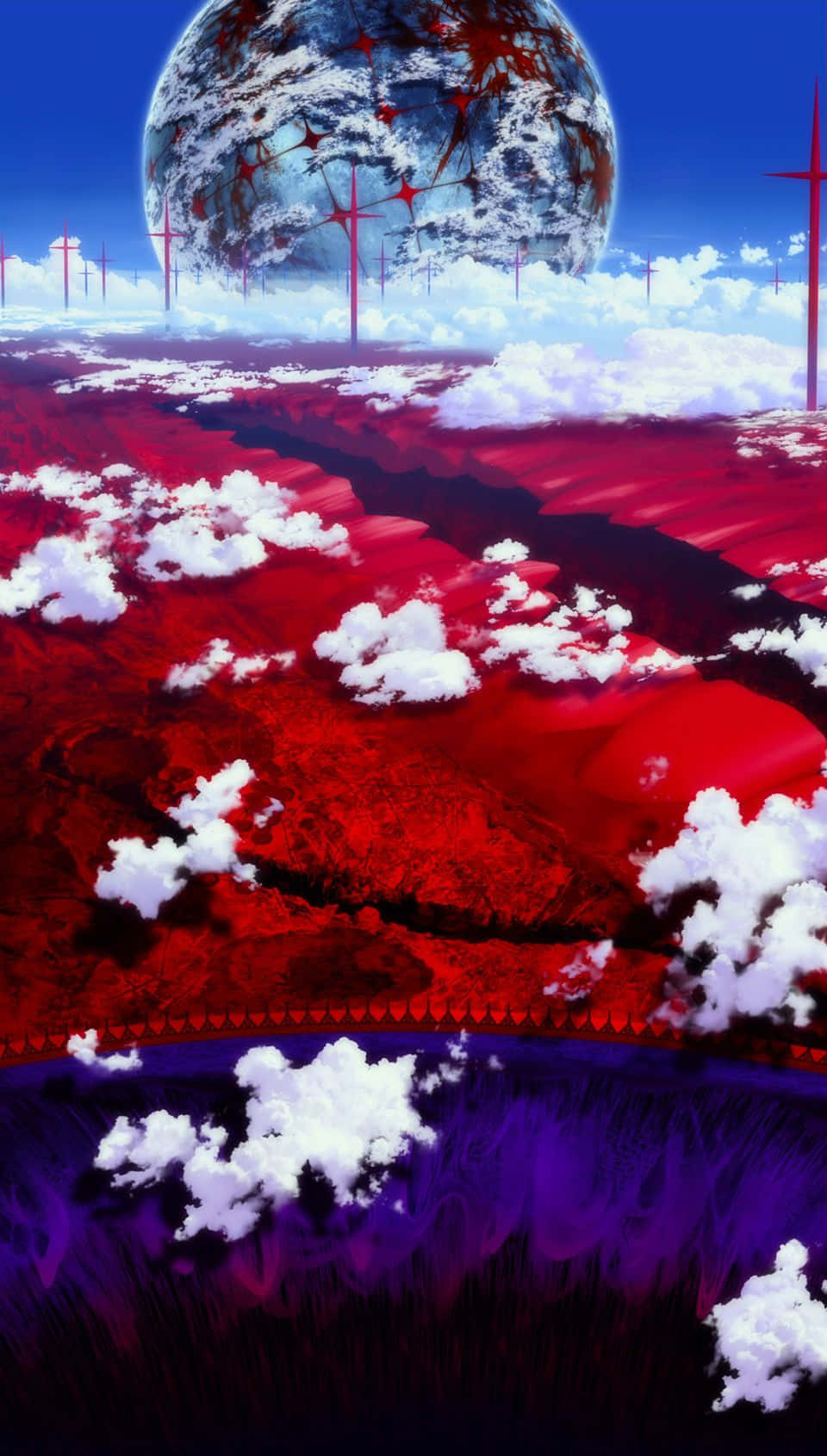 Evangelion 30 10 With Red Crosses Background