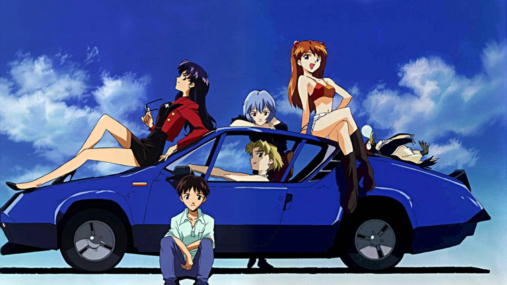 Evangelion 4k Characters In Car Background