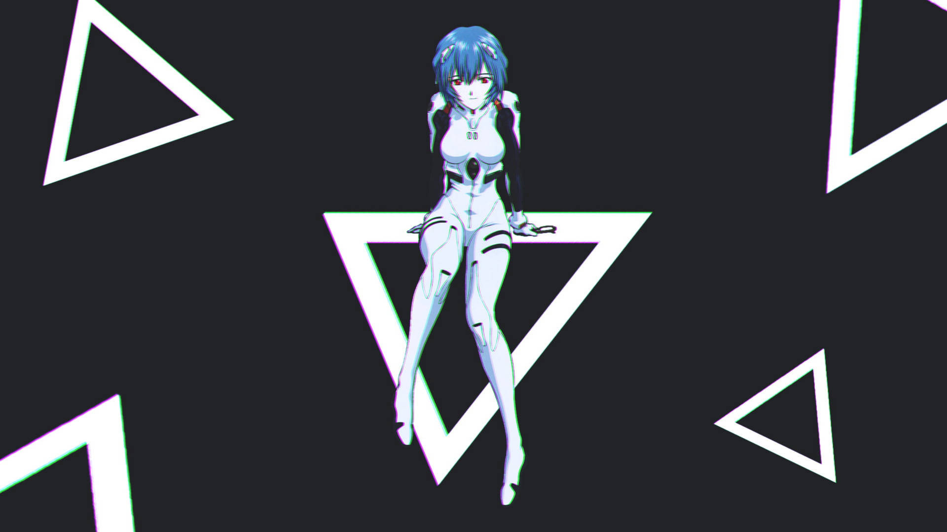 Evangelion 4k Glitched Rei Triangle Background