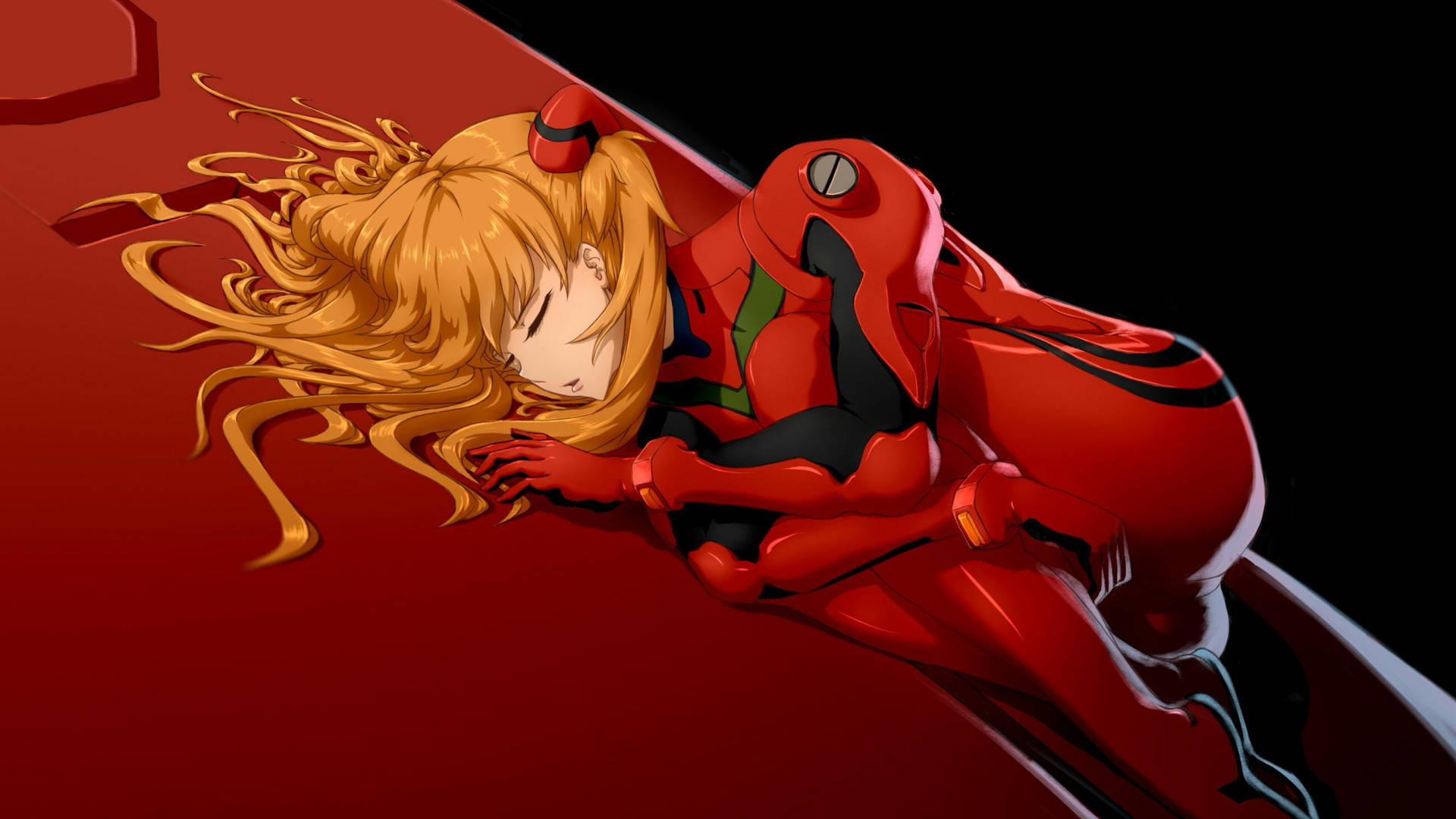 Evangelion 4k Red Suit Asuka Sleeping Background