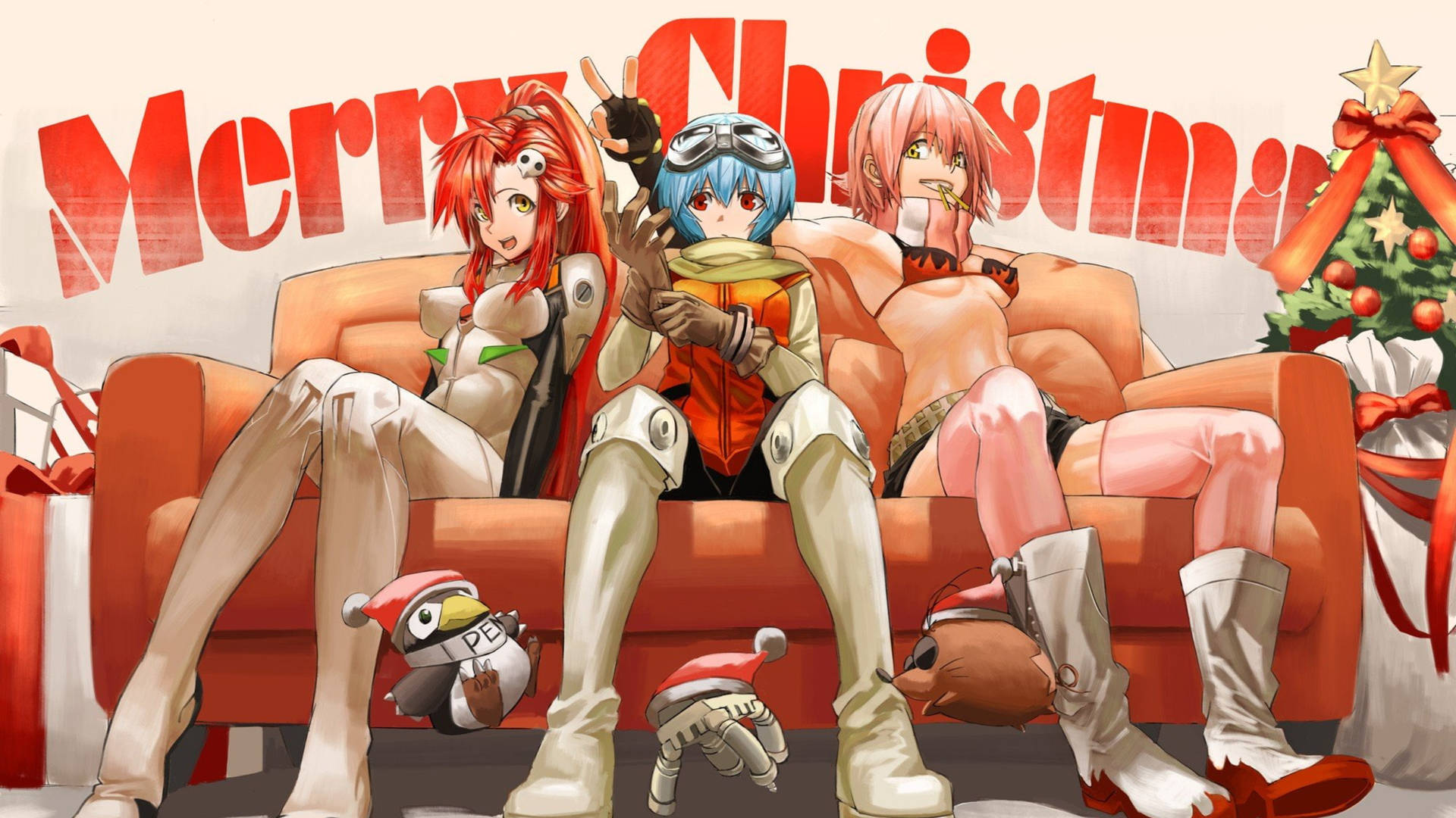 Evangelion With Suit Anime Christmas Background