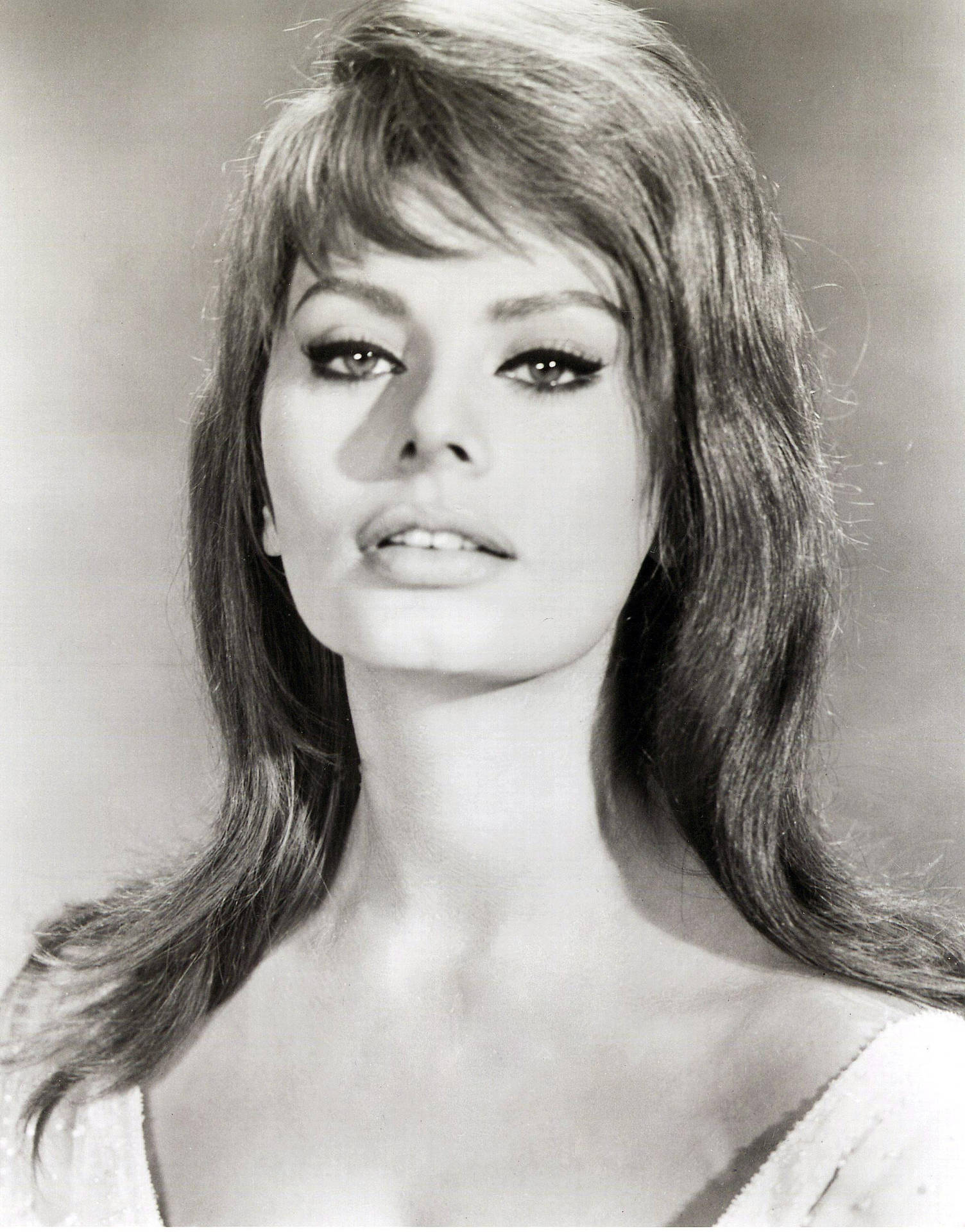 Evergreen Beauty: Sophia Loren Radiating Elegance In Long Hair Background