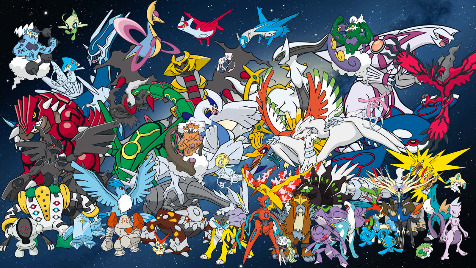 Every Legendary Pokemon Agaisnt Stars Background