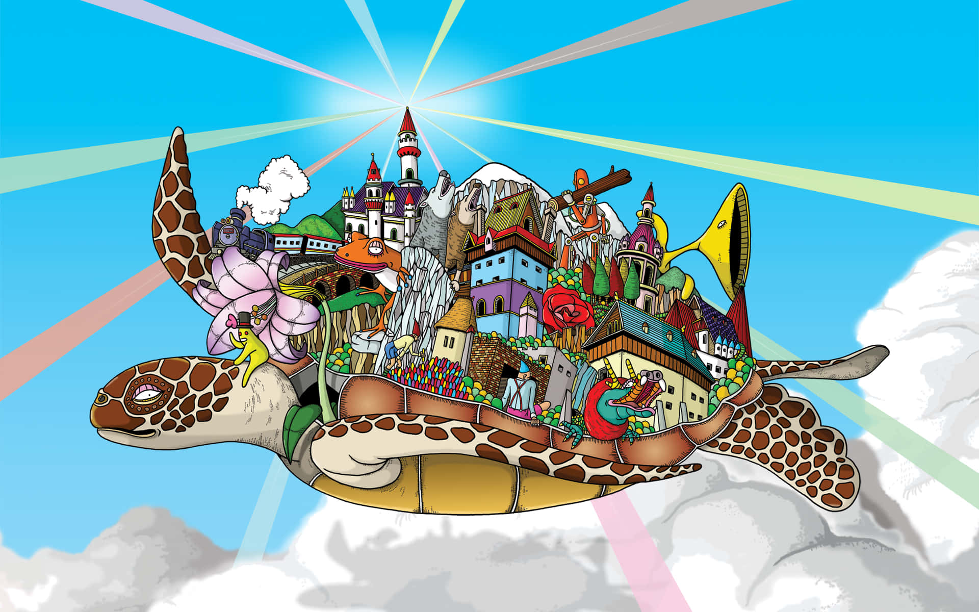 Every Thing On A Turtle Background
