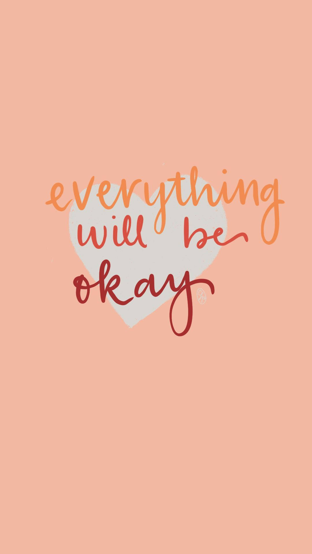 Everything Will Be Okay Gray Heart Wall Art Background