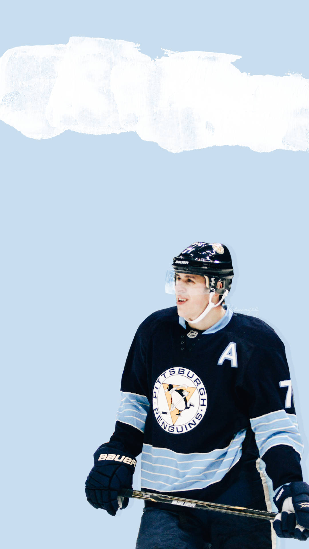 Evgeni Malkin Aesthetic Pastel Blue Poster Background