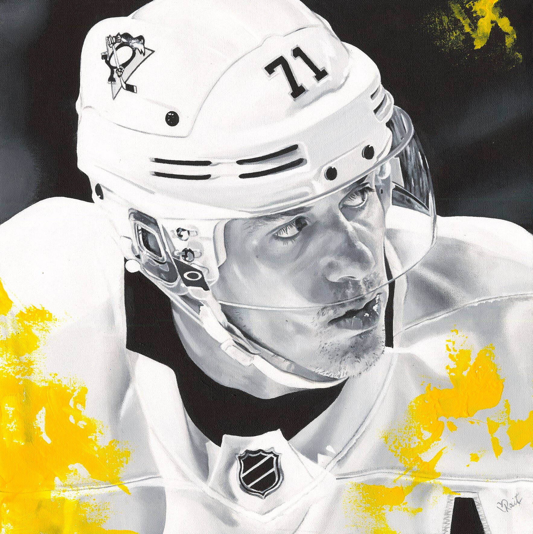 Evgeni Malkin Grayscale Golden Powder Fan Art Background