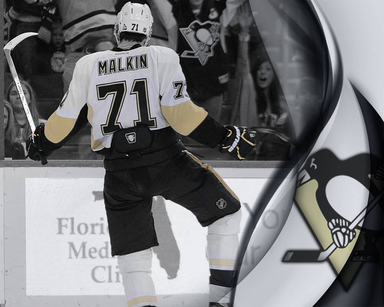 Evgeni Malkin Pittsburgh Penguins Logo Grayscale Background