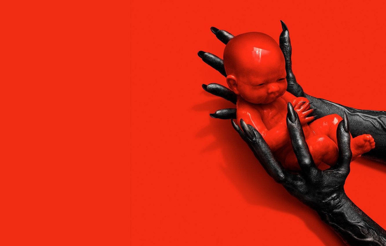 Evil Black Hands Holding Baby Background