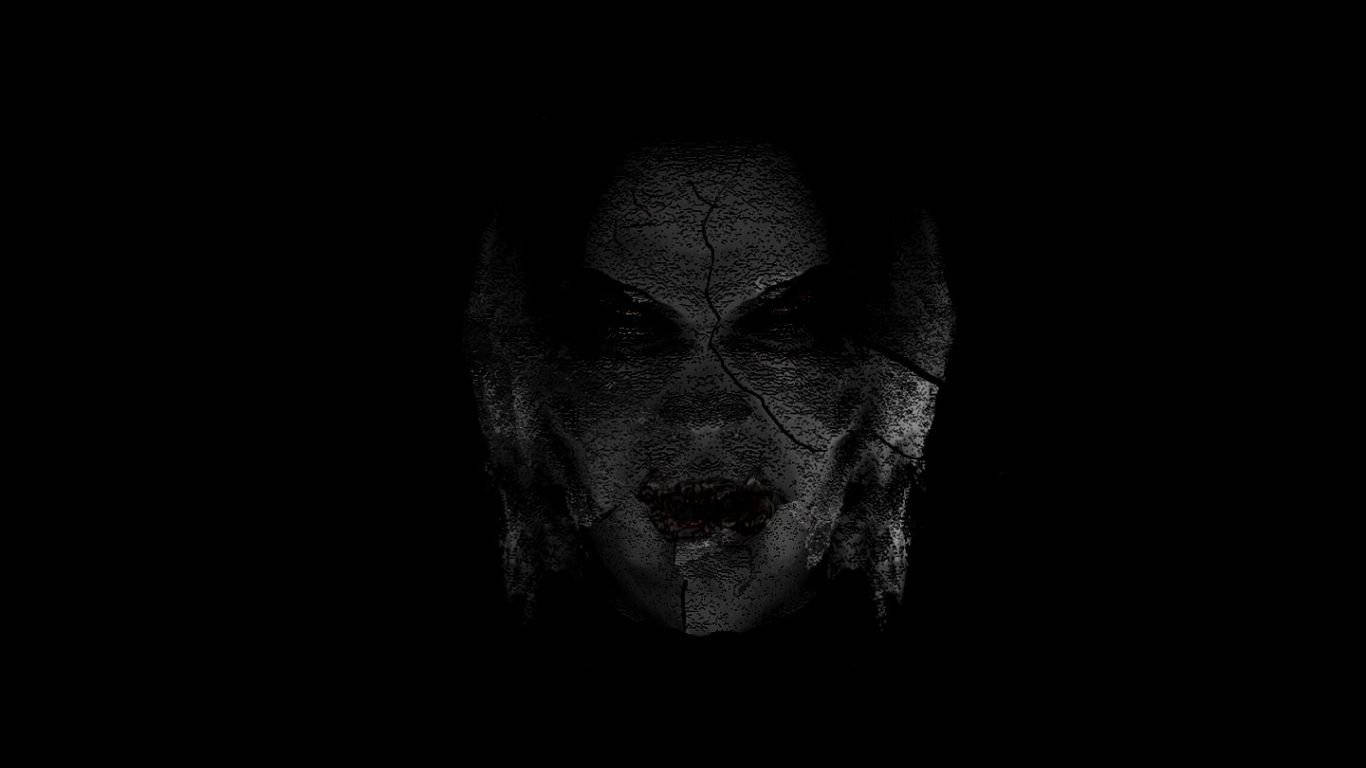 Evil Cracked Face Figure Background