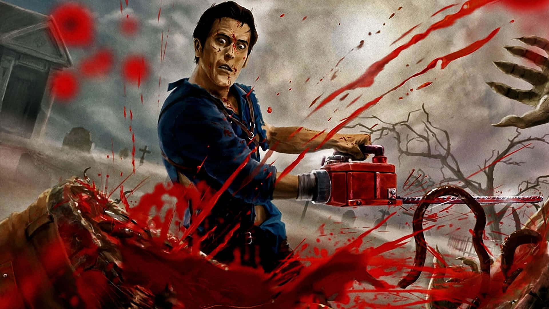 Evil Dead Ash Using Chainsaw