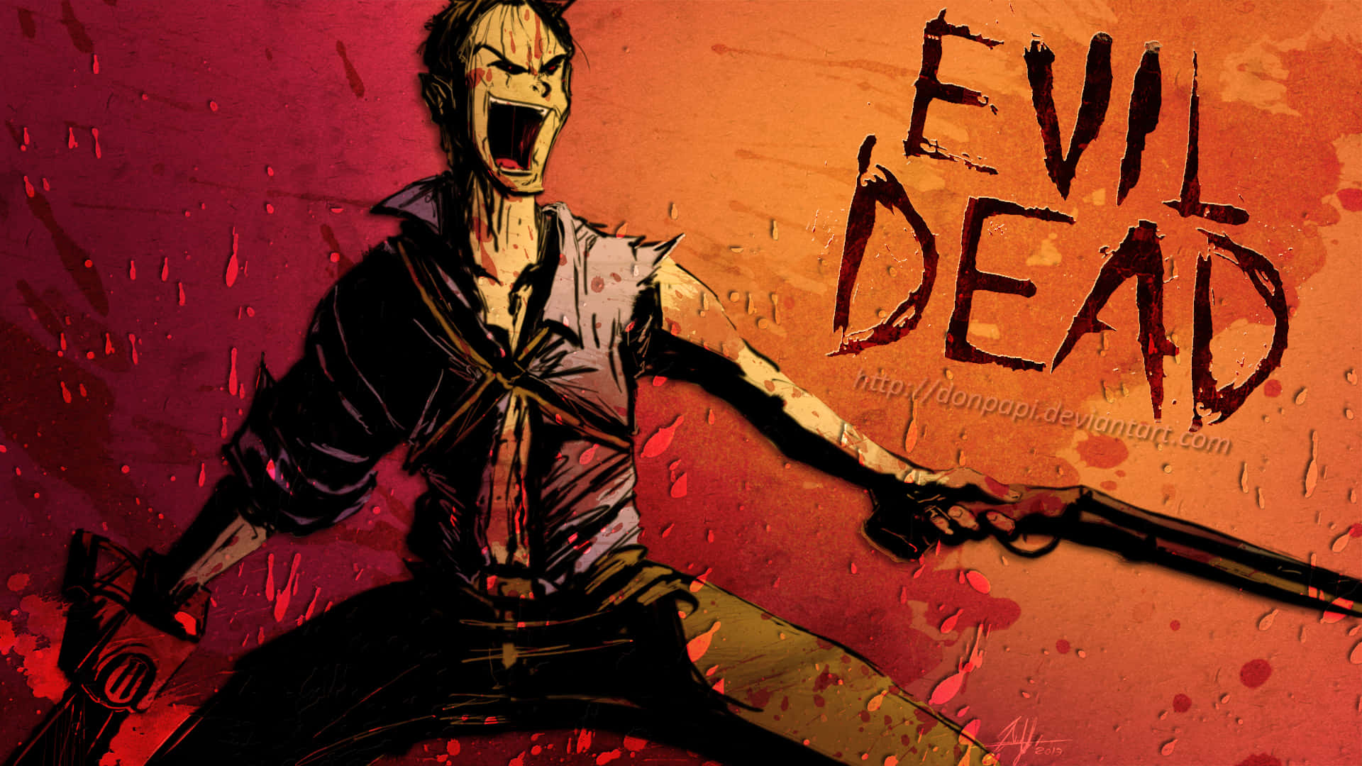 Evil Dead Cartoon Drawing Background