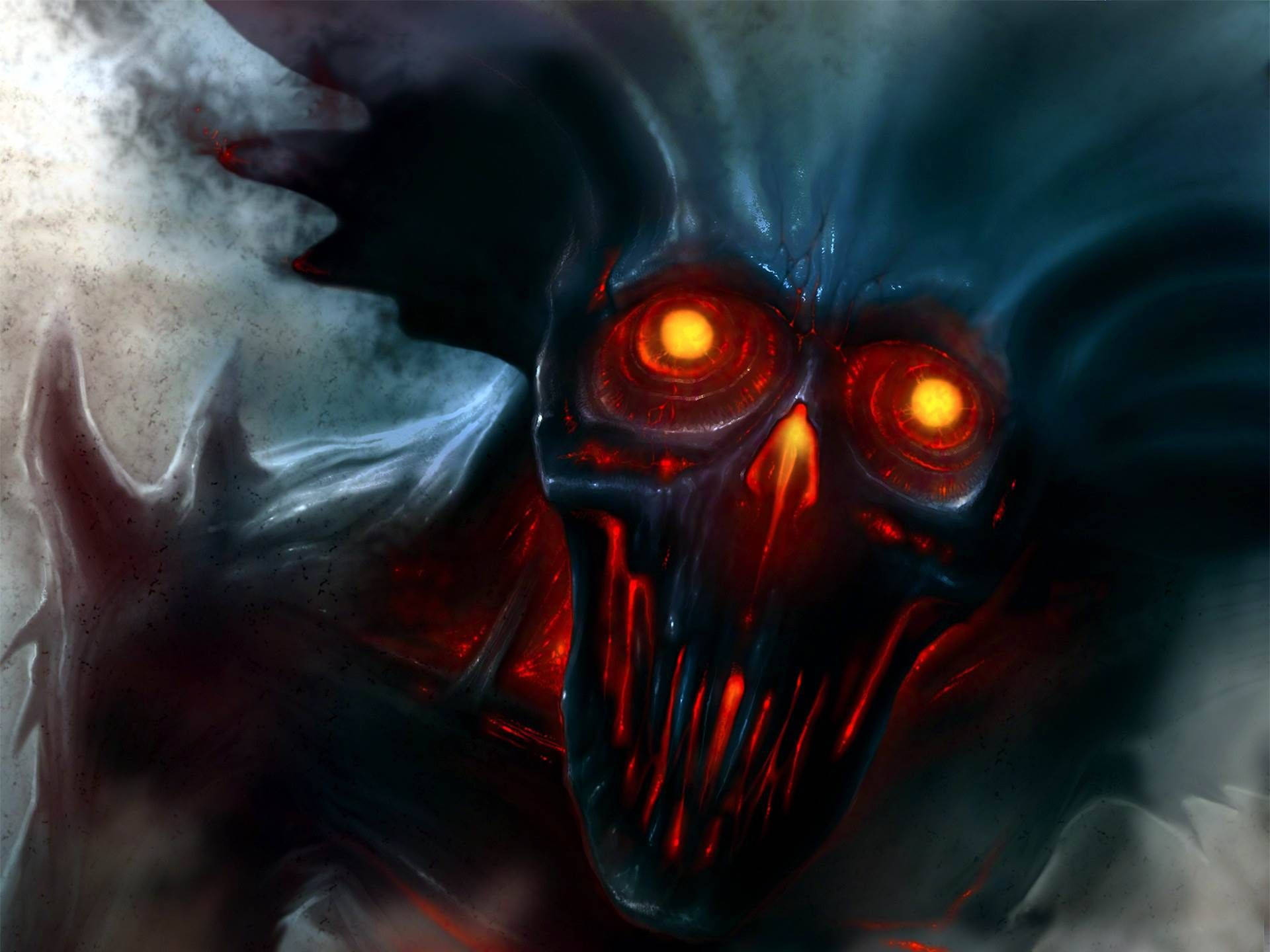 Evil Demon Face Red Eyes Background