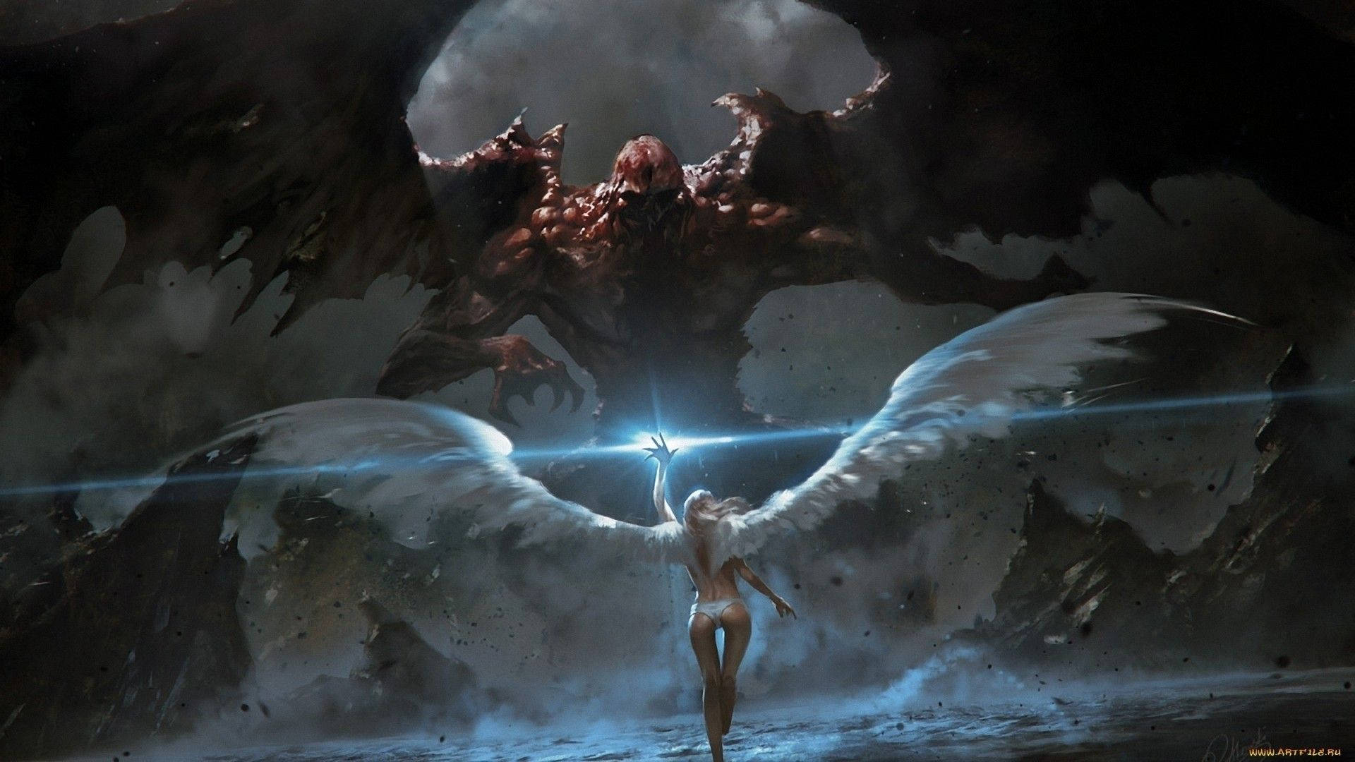 Evil Demon Versus Angel Background