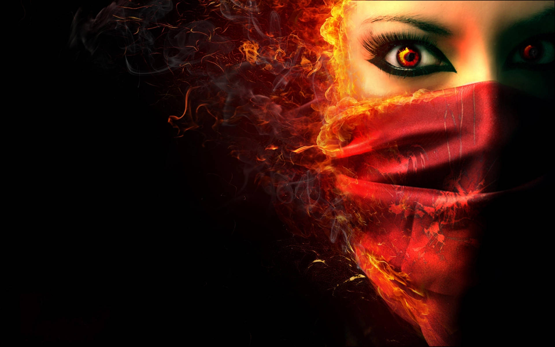 Evil Flaming Woman Bandana Background