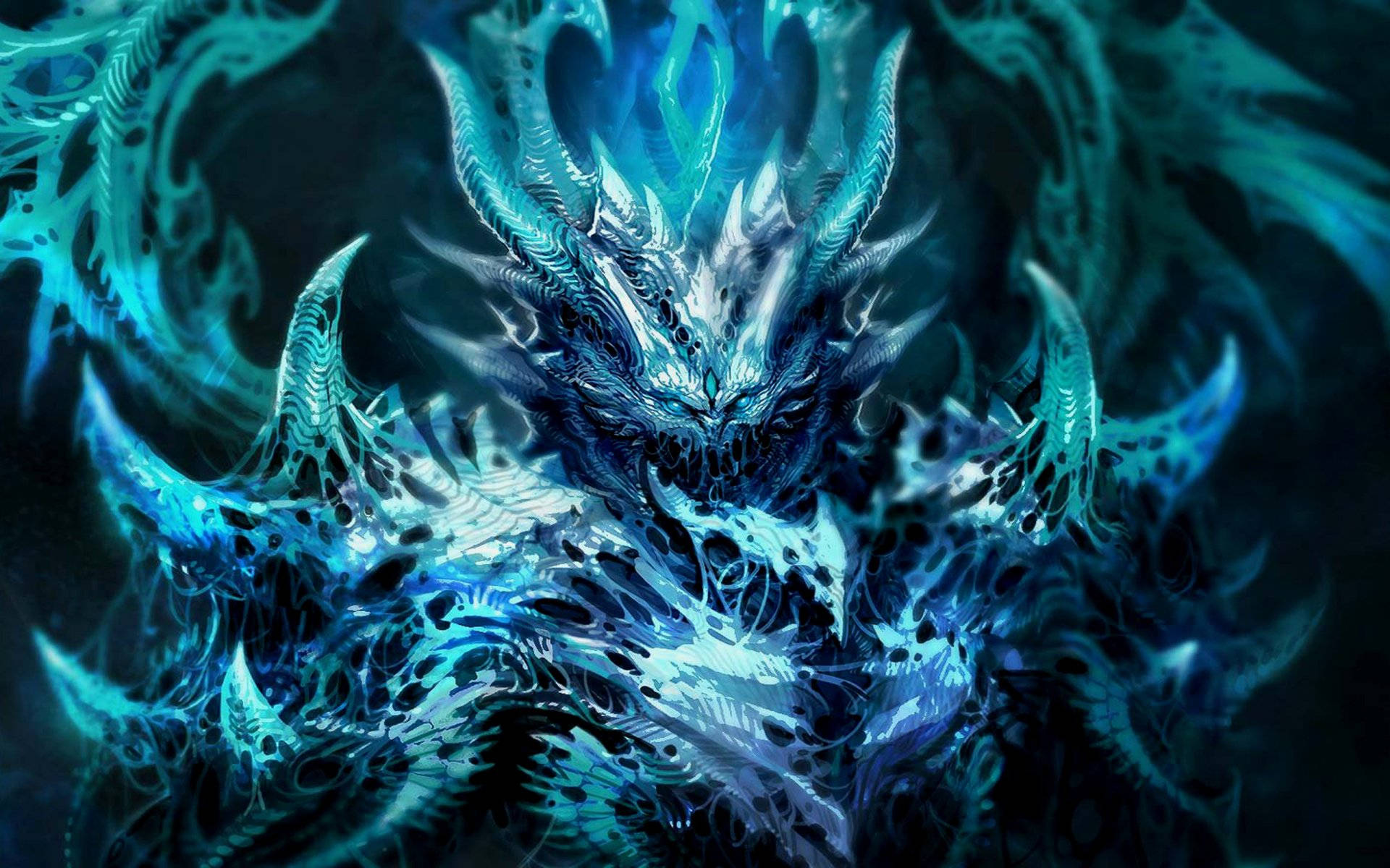 Evil Greenish Blue Monster Background