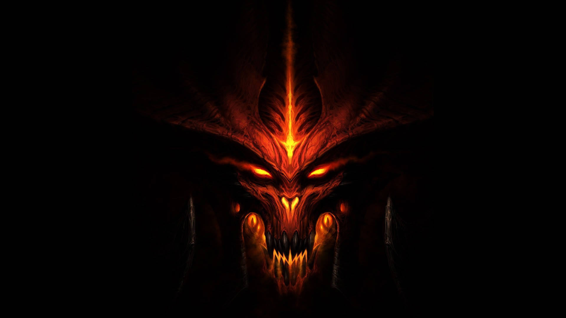 Evil Monster Glowing Red Face Background